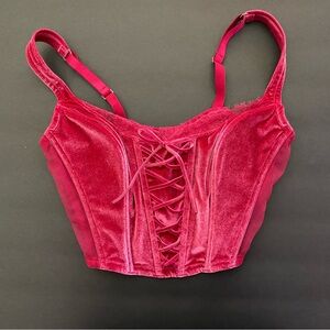 Velvet Lace-Up Corset Top